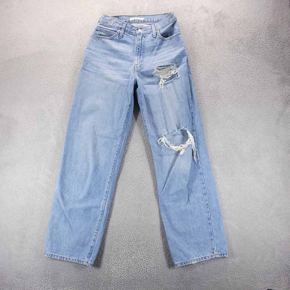 Levis Jeans Womens 28 Blue 94 Baggy High Rise Relaxed Straight Distressed Denim